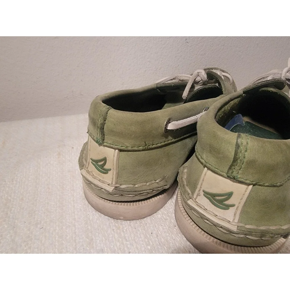 Sperry Top-Sider Men's 9 M Green Leather Authentic Original Boat Shoes Moccasin